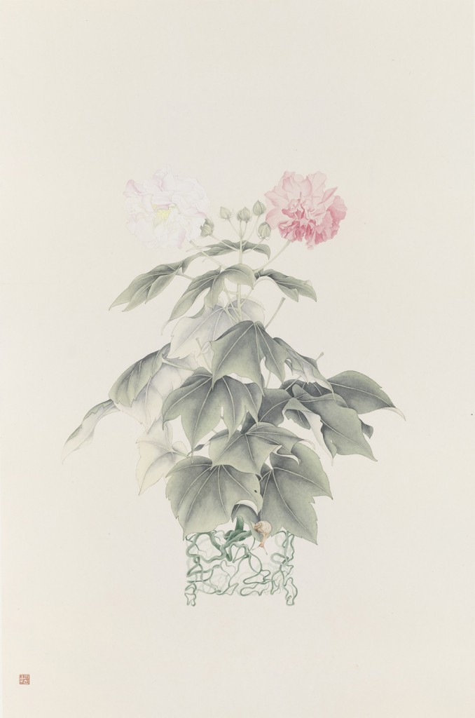 康春慧-《执花寄月之十》-85x56cm-设色纸本-2014